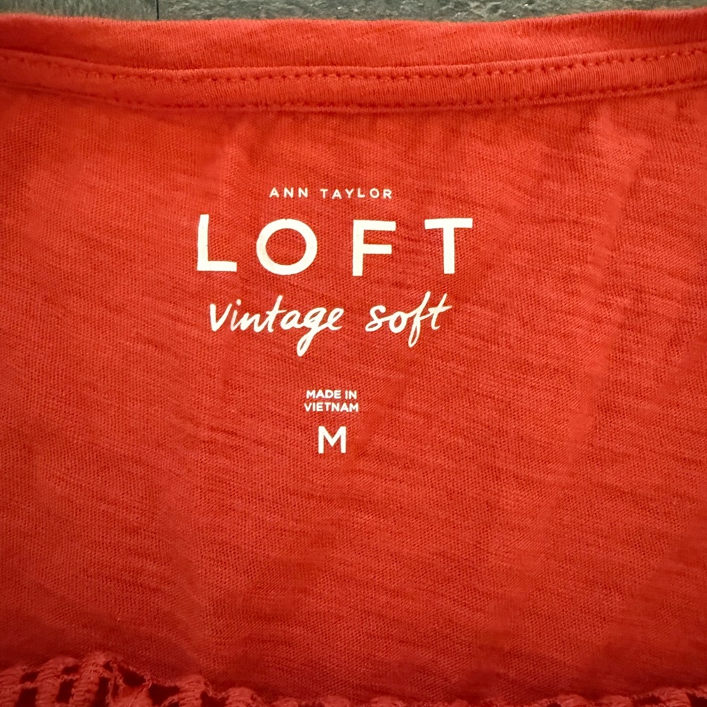 LOFT so soft Orange Red Embellished Blouse - Picture 2 of 5